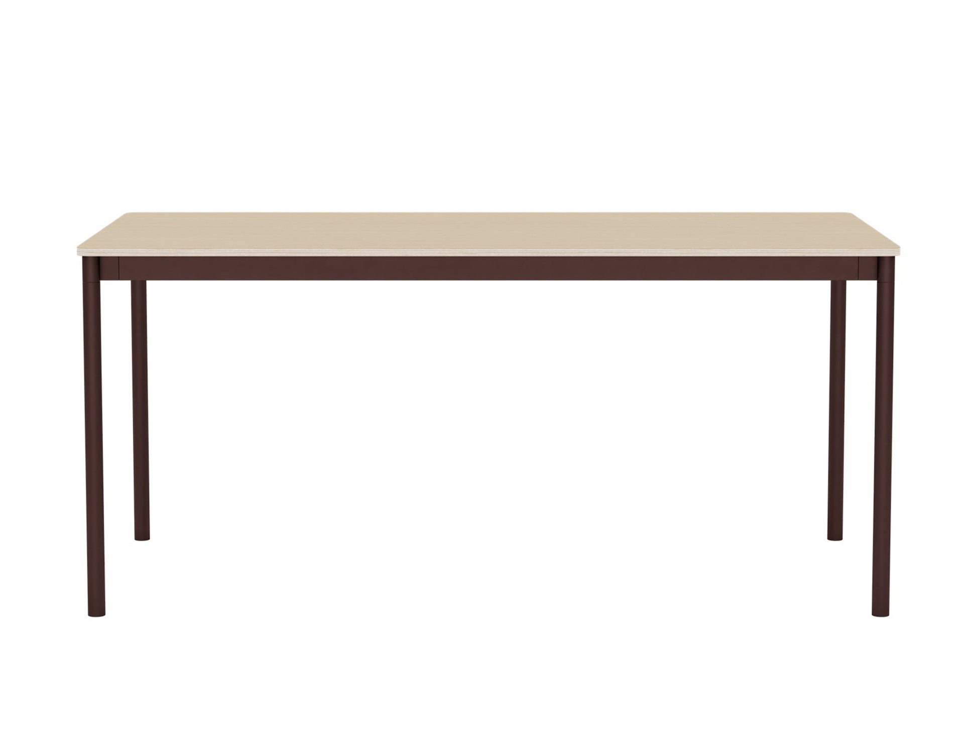 Base Table by Muuto - 160X80 / Oak Veneer / Plywood Top with Brown Red Legs