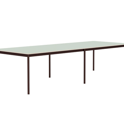 Base Table by Muuto - 300x110 / Light Green Laminate / Plywood Top with Brown Red Legs