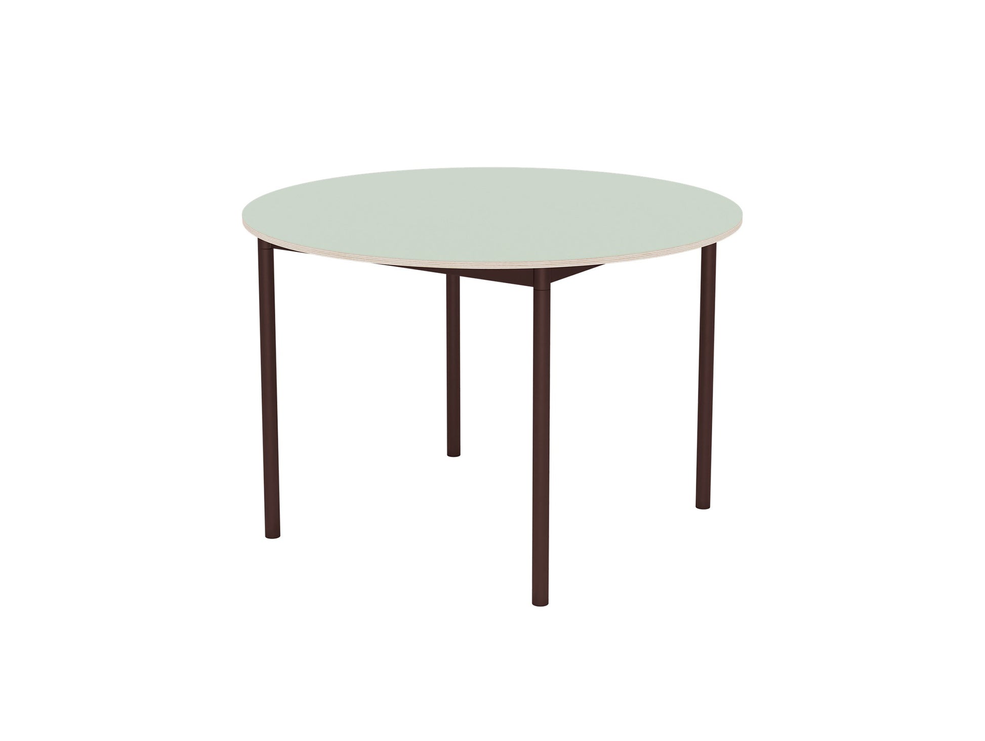 Base Table by Muuto - D110 / Light Green Laminate / Plywood Top with Brown Red Legs