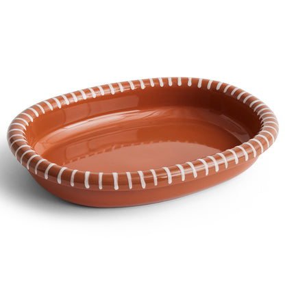 Barro Oval Dish by HAY - Large / Natural White Stripes