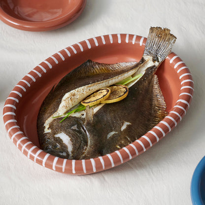 Barro Oval Dish by HAY - Large / Natural White Stripes