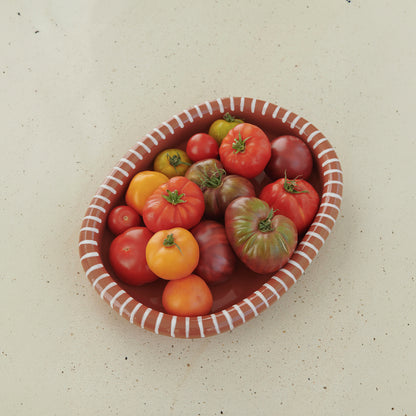 Barro Oval Dish by HAY - Large / Natural White Stripes