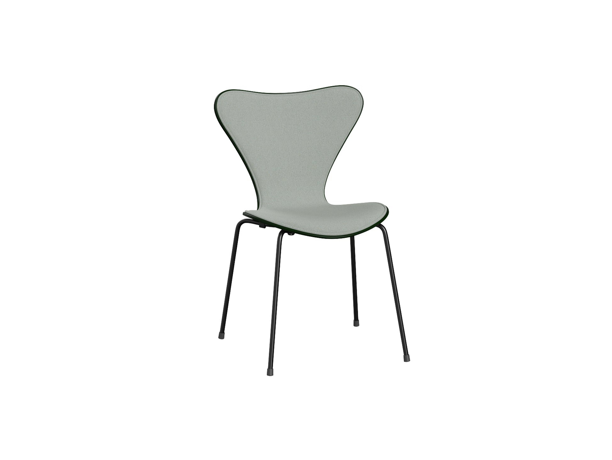 Series 7™ 3107 Dining Chair (Front Upholstered) by Fritz Hansen - Black Steel / Front: Sunniva 3 132 / Back: Evergreen Lacquered Veneer