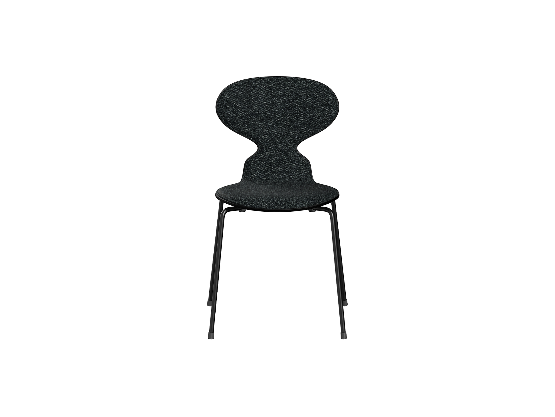 Ant Chair Front Upholstered - 4 Legs by Fritz Hansen - Black Powder-Coated Steel / Black Lacquered Shell / Vanir 193