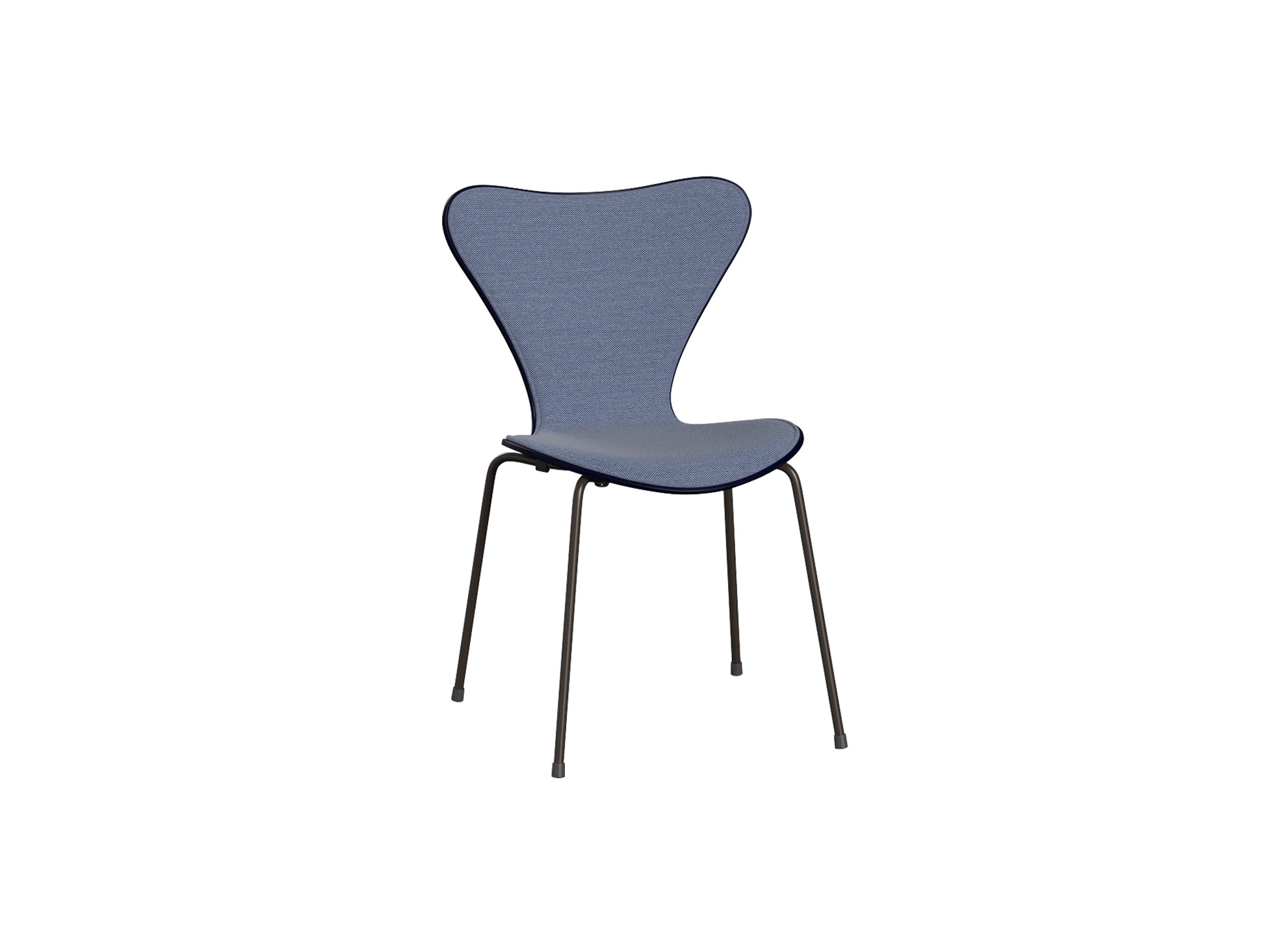 Series 7™ 3107 Dining Chair (Front Upholstered) by Fritz Hansen - Brown Bronze Steel / Front: Steelcut Trio 3 716 / Back: Midnight Blue Lacquered Veneer