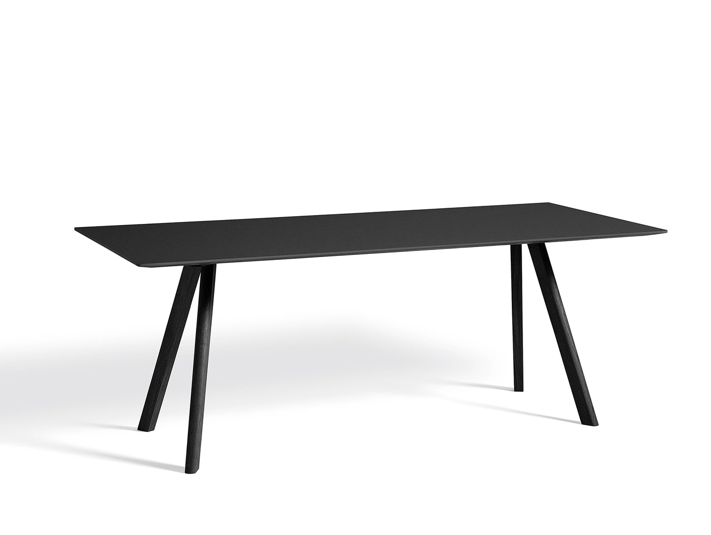 Copenhague Dining Table CPH30 by HAY / 90 x 200 cm / Black Linoleum top / Black Oak base (water based lacquer).