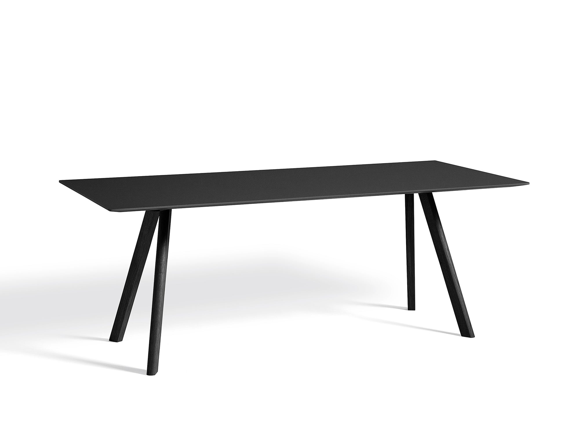 Copenhague Dining Table CPH30 by HAY / 90 x 200 cm / Black Linoleum top / Black Oak base (water based lacquer).