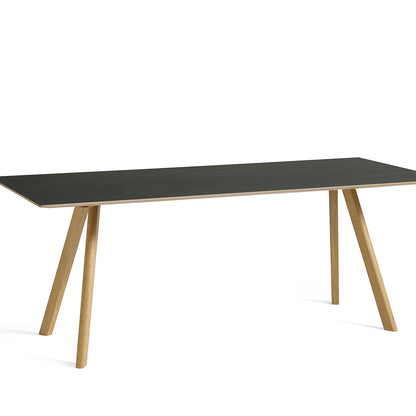 Copenhague Dining Table CPH30 by HAY / 90 x 200 cm / Black Linoleum top / Oak base (water based lacquer).