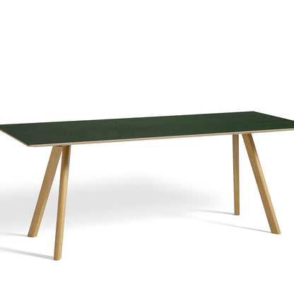 Copenhague Dining Table CPH30 by HAY / 90 x 200 cm / Green Linoleum top / Oak base (water based lacquer).