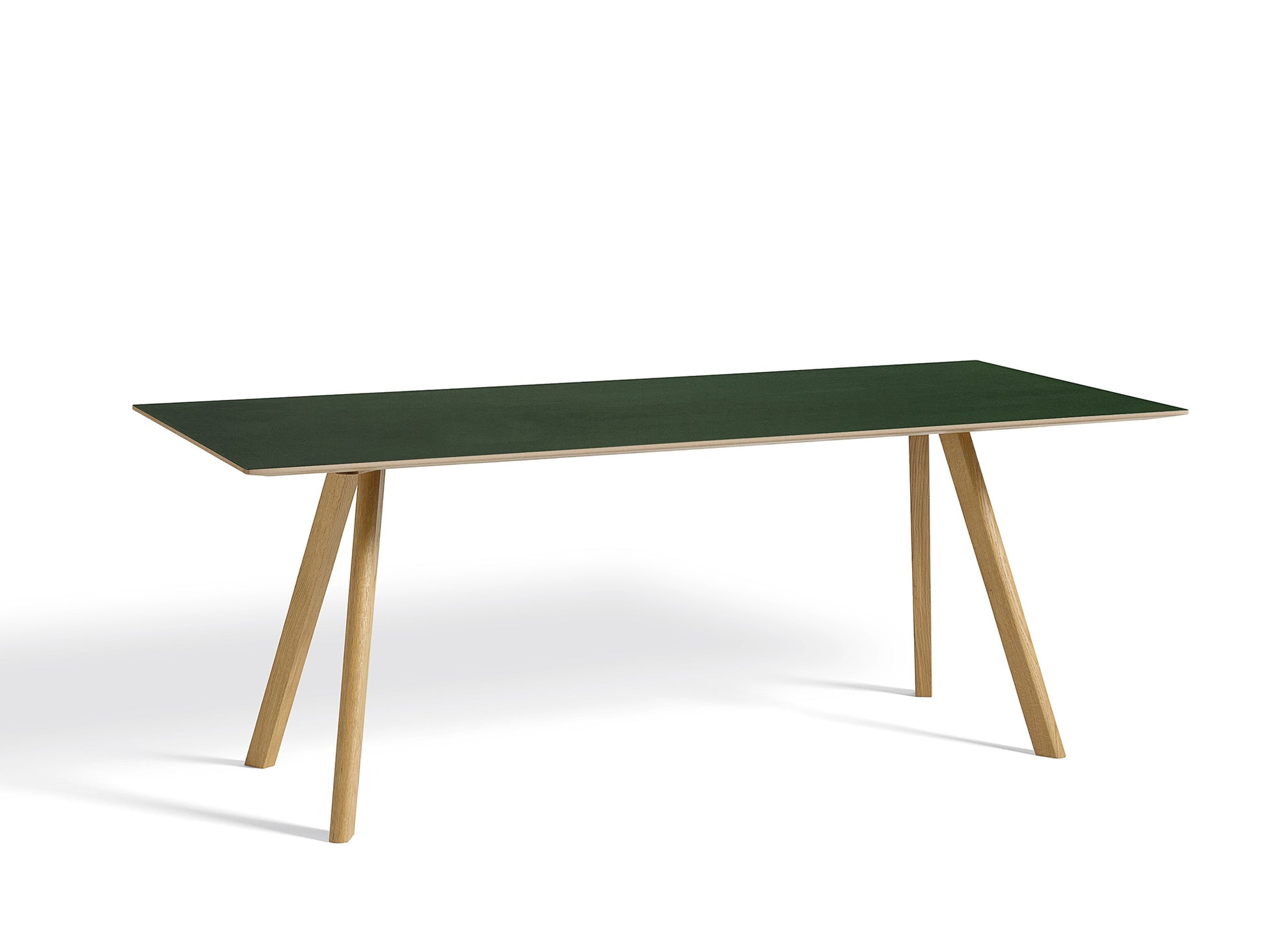 Copenhague Dining Table CPH30 by HAY / 90 x 200 cm / Green Linoleum top / Oak base (water based lacquer).