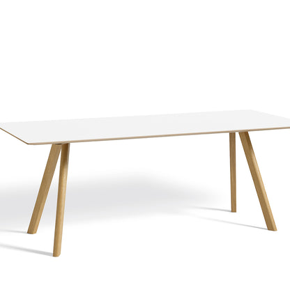 Copenhague Dining Table CPH30 by HAY / 90 x 200 cm / White laminate top / Oak base (water based lacquer).
