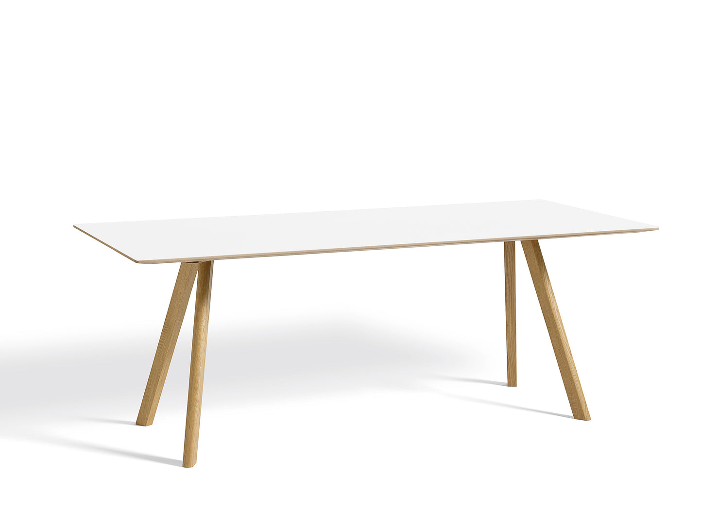 Copenhague Dining Table CPH30 by HAY / 90 x 200 cm / White laminate top / Oak base (water based lacquer).