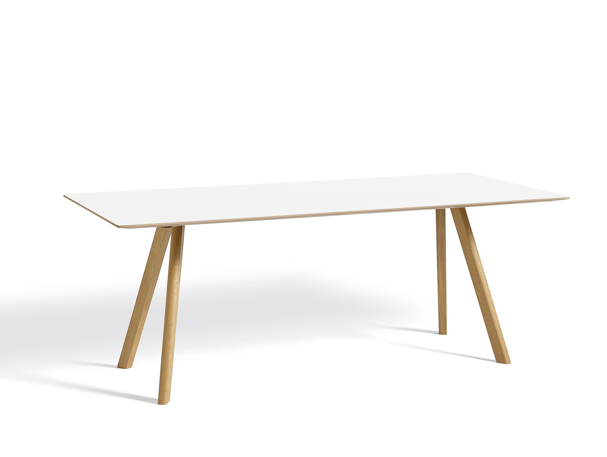 Copenhague Dining Table CPH30 by HAY / 90 x 200 cm / White laminate top / Oak base (water based lacquer).