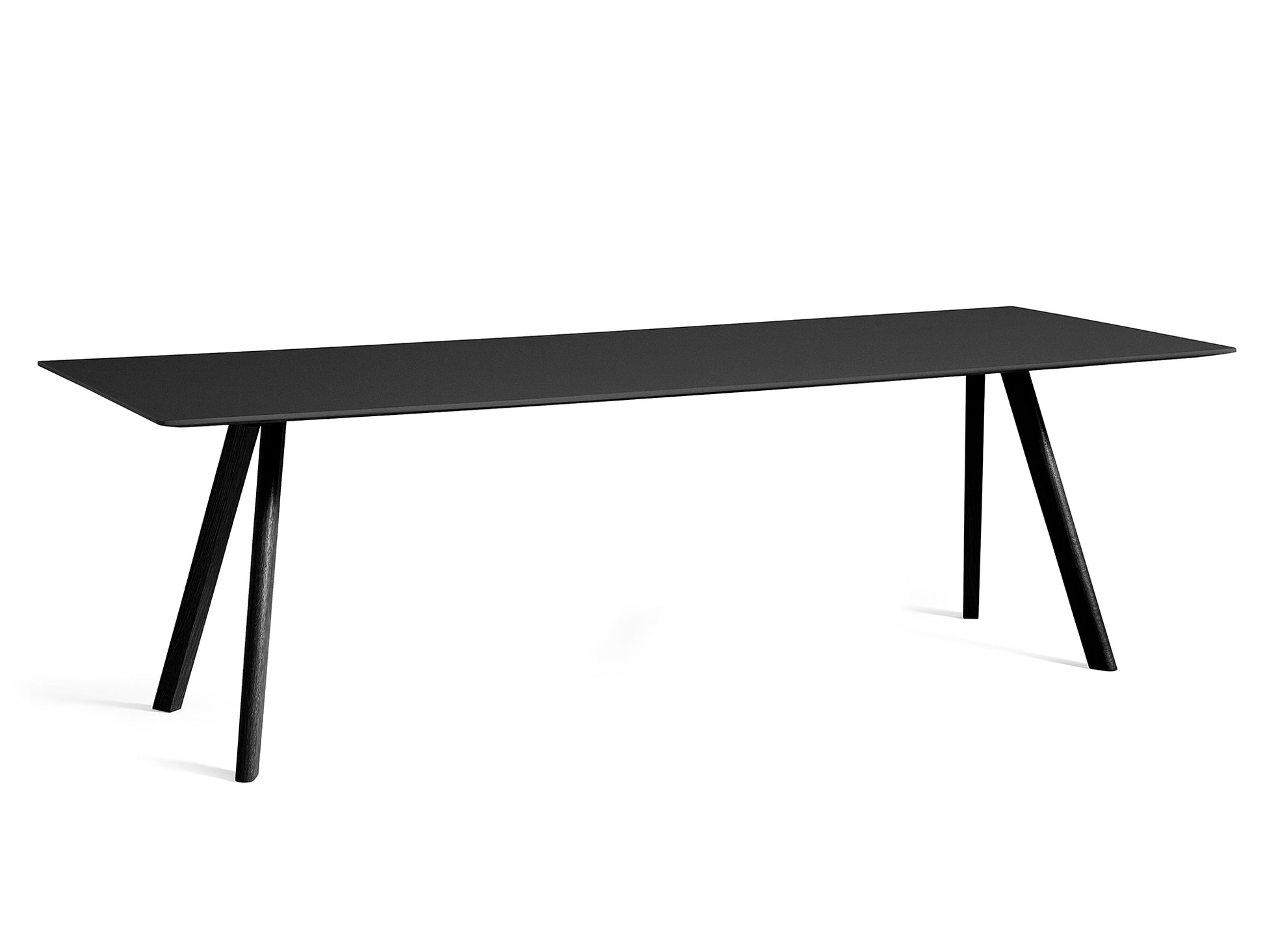 Copenhague Dining Table CPH30 by HAY / 90 x 250 cm / Black Linoleum top / Black Oak base (water based lacquer).