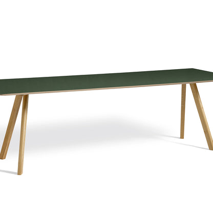 Copenhague Dining Table CPH30 by HAY / 90 x 250 cm / Green Linoleum top / Oak base (water based lacquer).