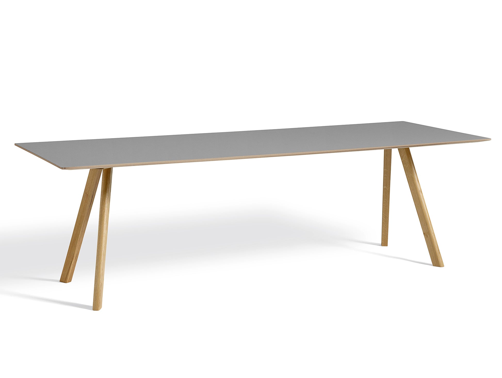 Copenhague Dining Table CPH30 by HAY / 90 x 250 cm / Grey Linoleum top / Oak base (water based lacquer)