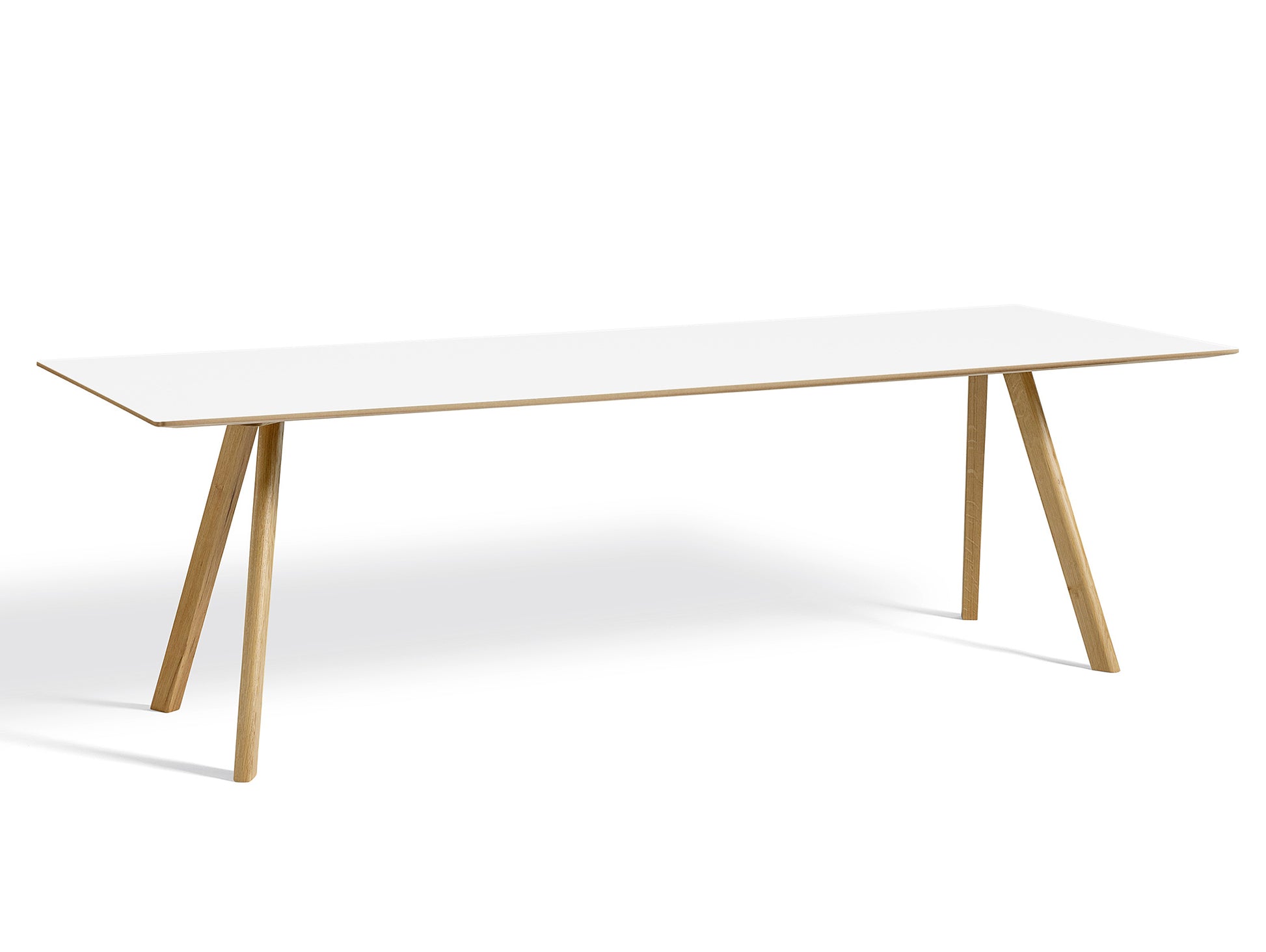Copenhague Dining Table CPH30 by HAY / 90 x 250 cm / White laminate top / Oak base (water based lacquer).