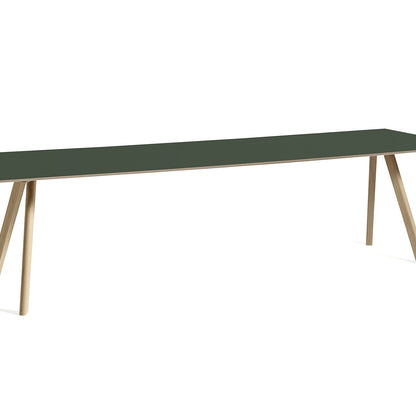 Copenhague Dining Table CPH30 by HAY / 90 x 300 cm / Green Linoleum top / Oak base (water based lacquer).