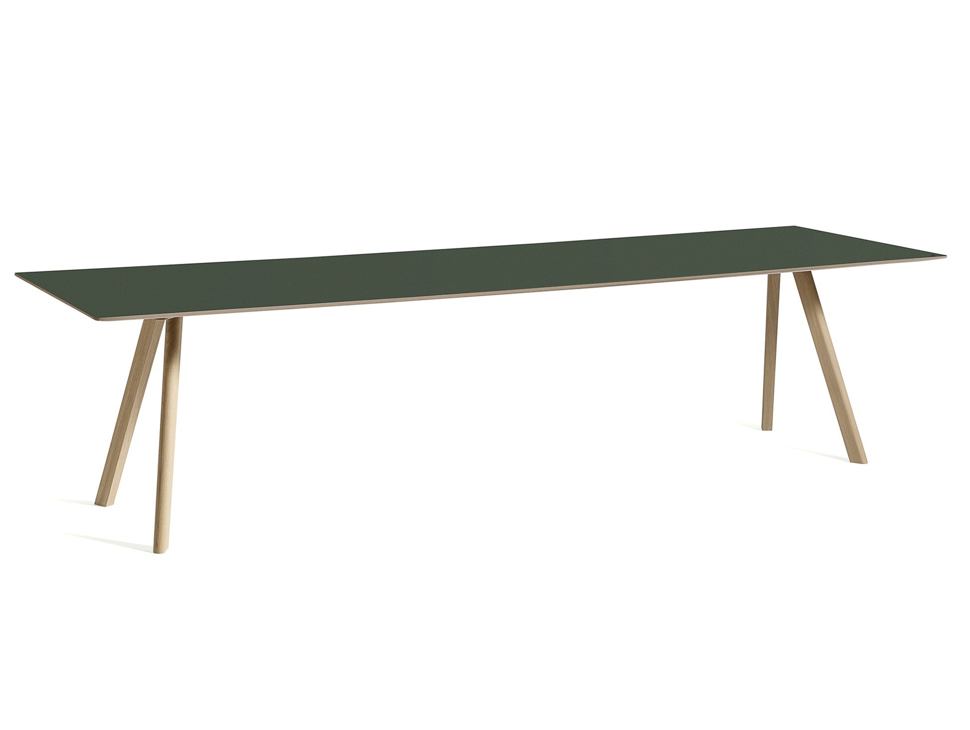 Copenhague Dining Table CPH30 by HAY / 90 x 300 cm / Green Linoleum top / Oak base (water based lacquer).