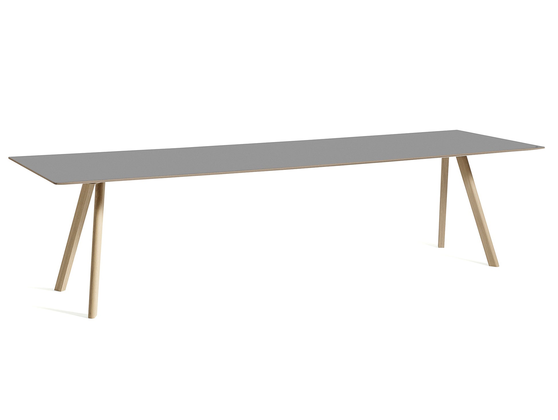 Copenhague Dining Table CPH30 by HAY / 90 x 300 cm / Grey Linoleum top / Oak base (water based lacquer)