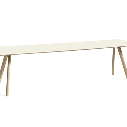 Copenhague Dining Table CPH30 by HAY / 90 x 300 cm / Off-white linoleum top / Oak base (water based lacquer).
