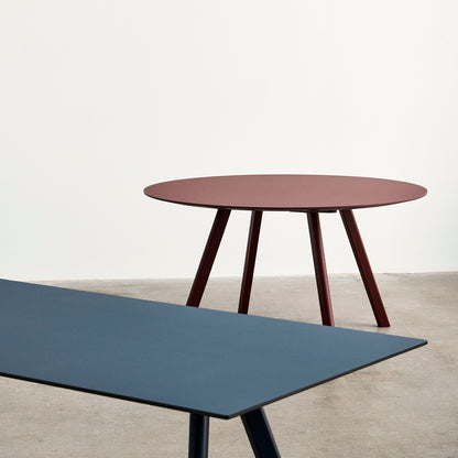 Copenhague Dining Table CPH30 by HAY / Deep Blue Lacquered Oak (Water-Based) / Smokey Blue Linoleum (Forbo 4179) Tabletop
