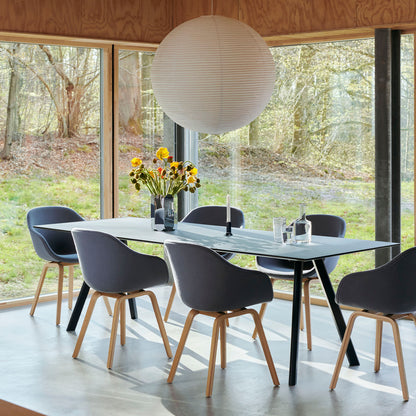 Copenhague Dining Table CPH30 by HAY / Deep Blue Lacquered Oak (Water-Based) / Smokey Blue Linoleum (Forbo 4179) Tabletop