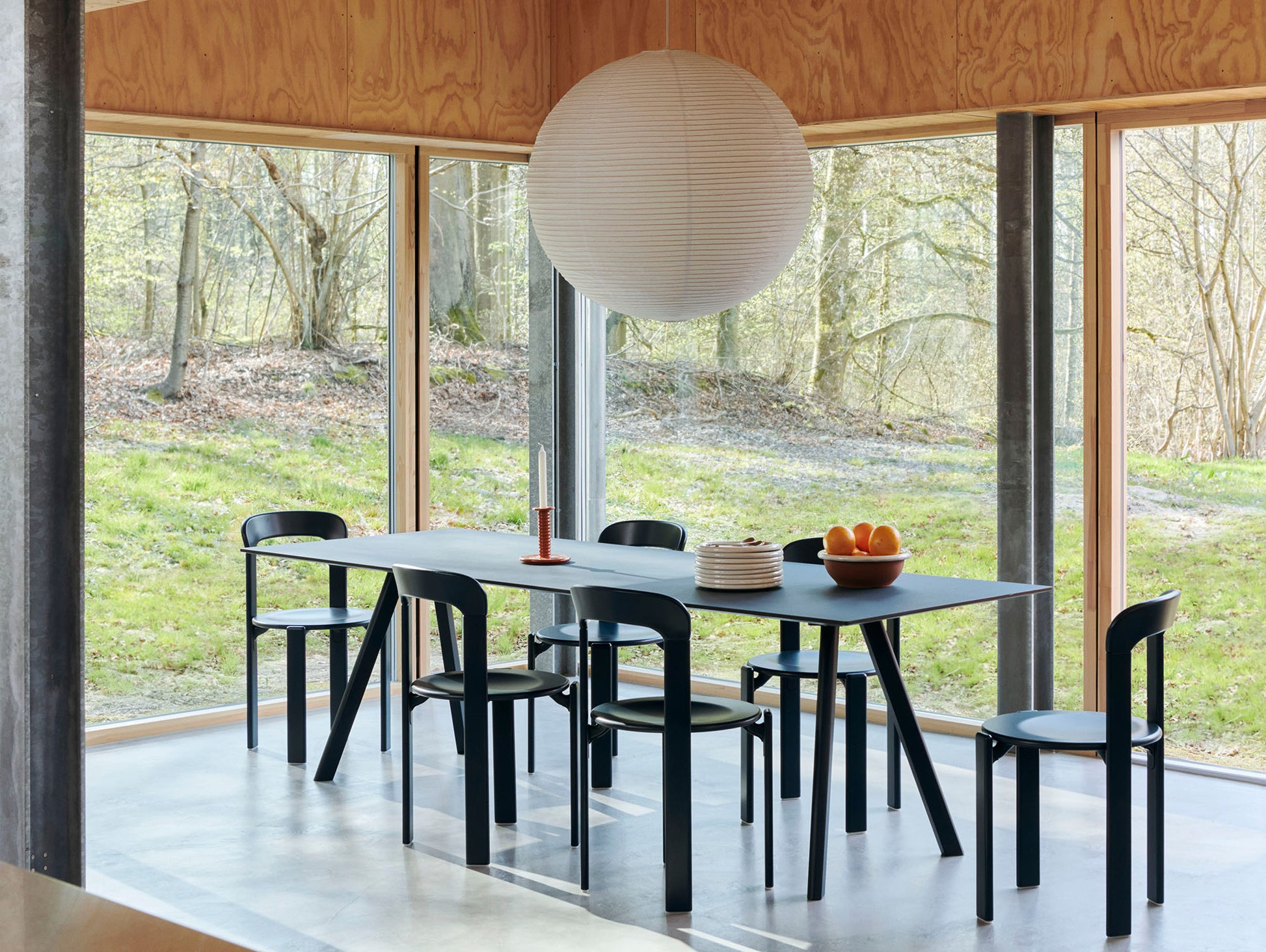 Copenhague Dining Table CPH30 by HAY / Deep Blue Lacquered Oak (Water-Based) / Smokey Blue Linoleum (Forbo 4179) Tabletop