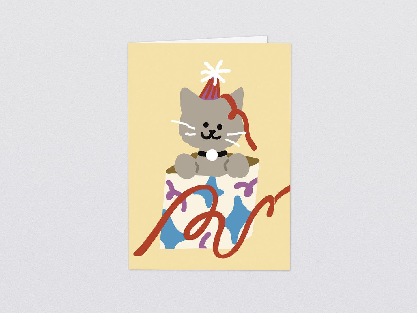 'Cat In A Present' Greetings Card by Wrap