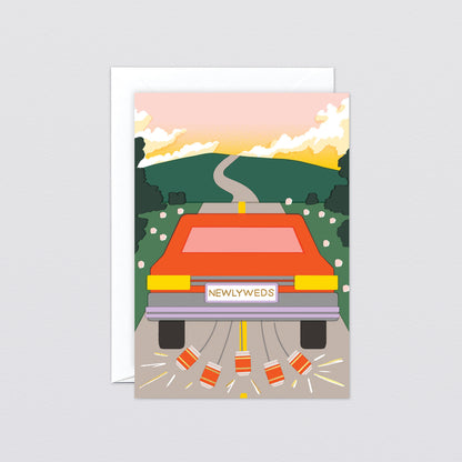 'Newlyweds Car' Greetings Card by Wrap