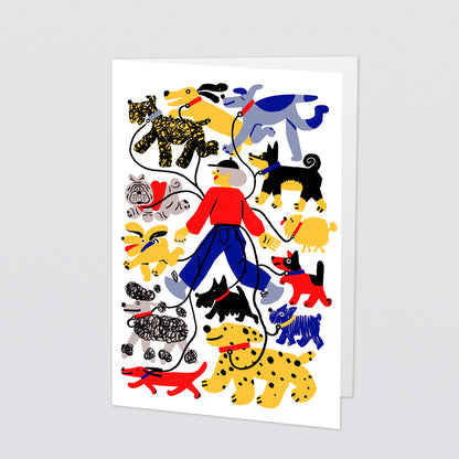 'Dog Walker' Greetings Card by Wrap