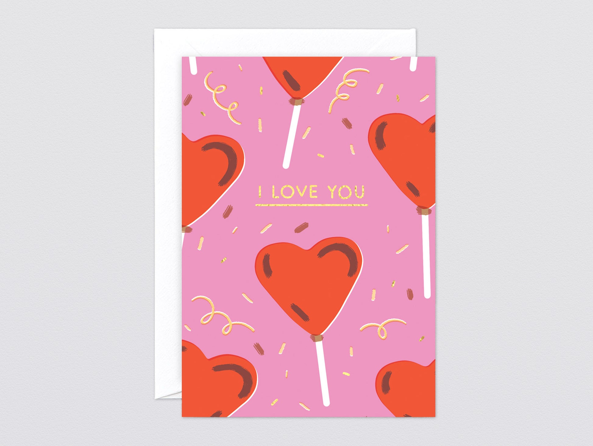 'Love Pop' Foiled Greetings Card by Wrap
