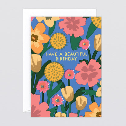 'Celebration Flowers' Foiled Greetings Card by Wrap