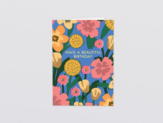 'Celebration Flowers' Foiled Greetings Card by Wrap