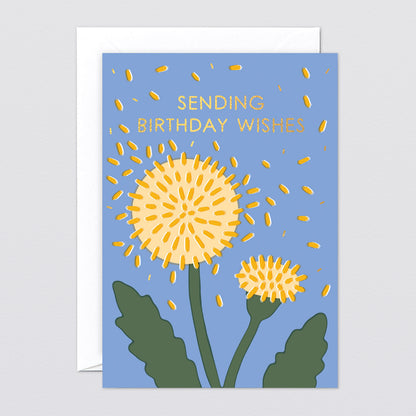 'Birthday Wishes Dandelion' Foiled Greetings Card by Wrap