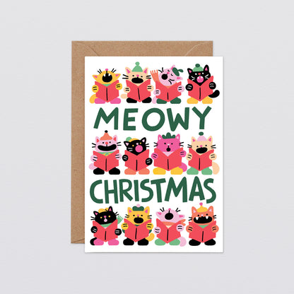 'Meowy Christmas' Embossed Greetings Card by Wrap
