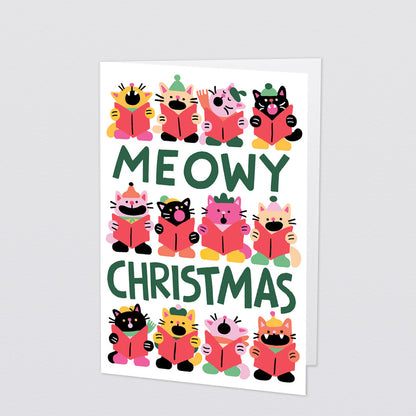 'Meowy Christmas' Embossed Greetings Card by Wrap