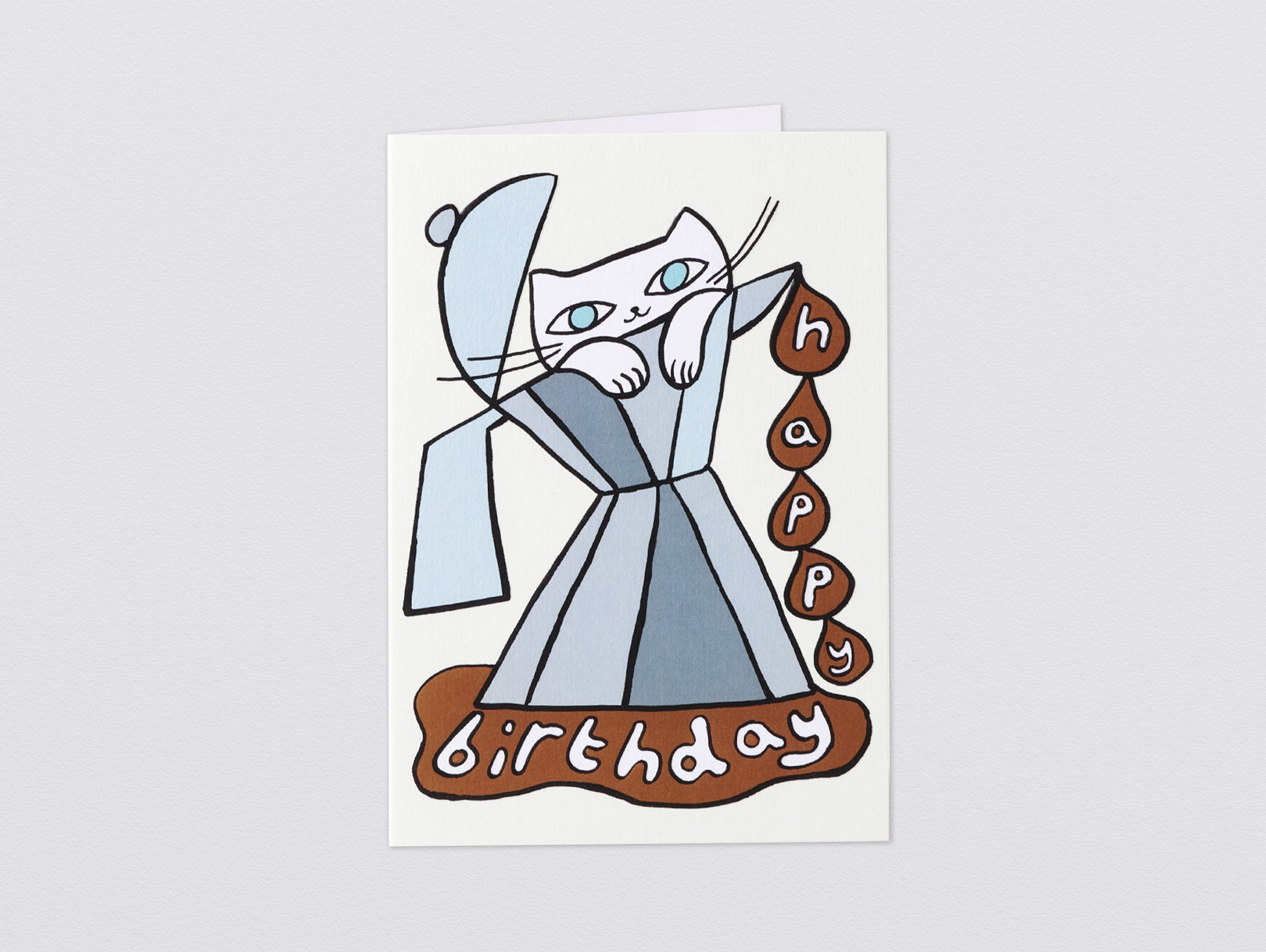 'Happy Birthday Cat & Coffee' Greetings Card