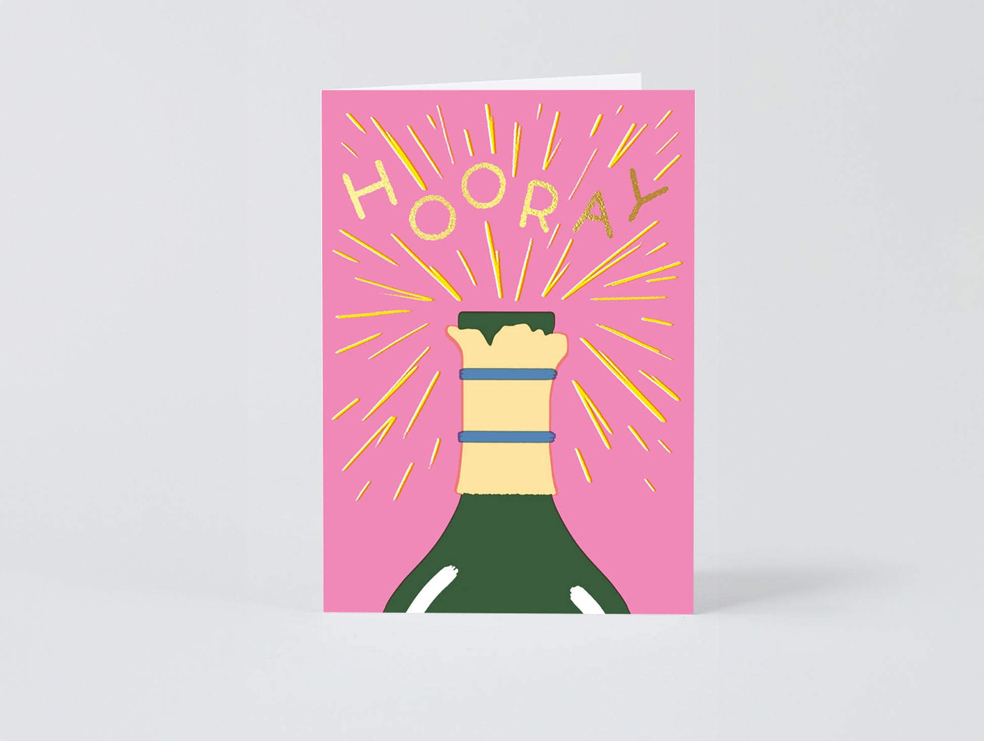 'Hooray Champagne' Foiled Greetings Card by Wrap