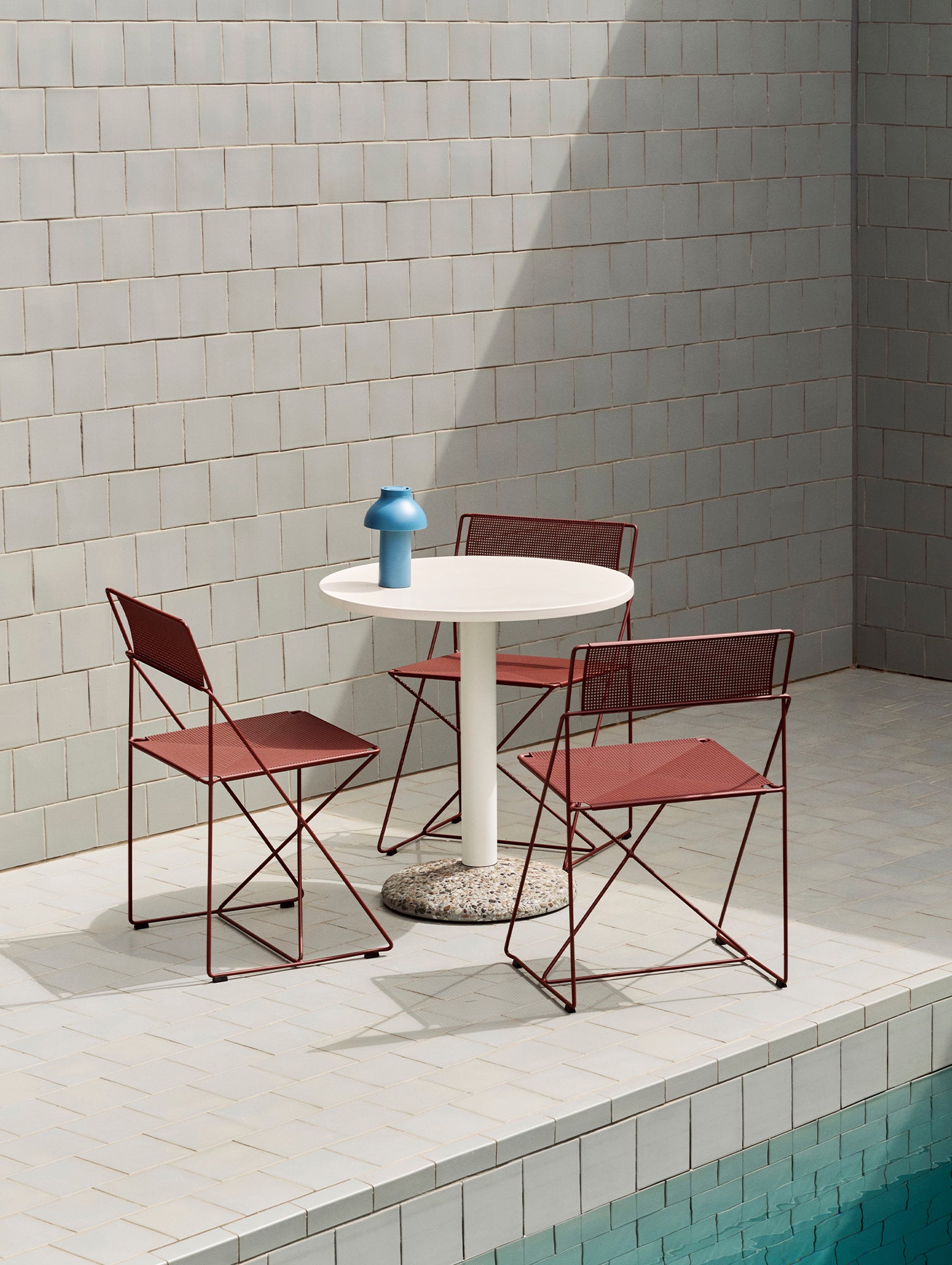 X-Line Chair Outdoor by HAY – Iron Red Powder-Coated Steel Frame / Iron Red Seat and Back