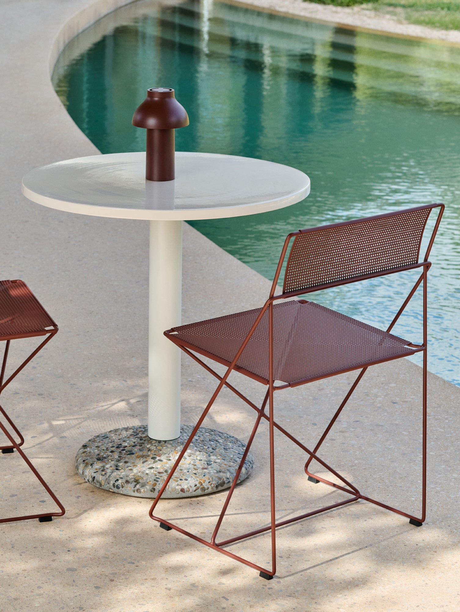 X-Line Chair Outdoor by HAY – Iron Red Powder-Coated Steel Frame / Iron Red Seat and Back