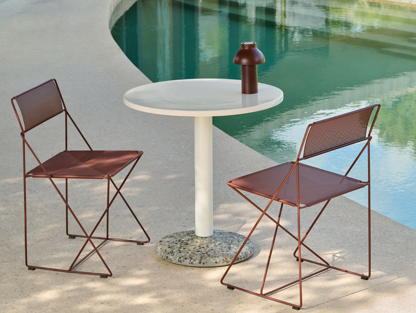 X-Line Chair Outdoor by HAY – Iron Red Powder-Coated Steel Frame / Iron Red Seat and Back