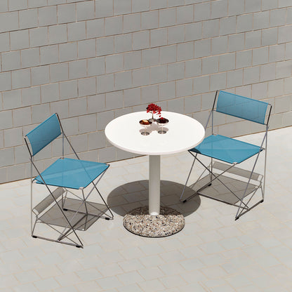 X-Line Chair Outdoor by HAY – Hot Galvanised Steel Frame / Powder Blue Seat and Back
