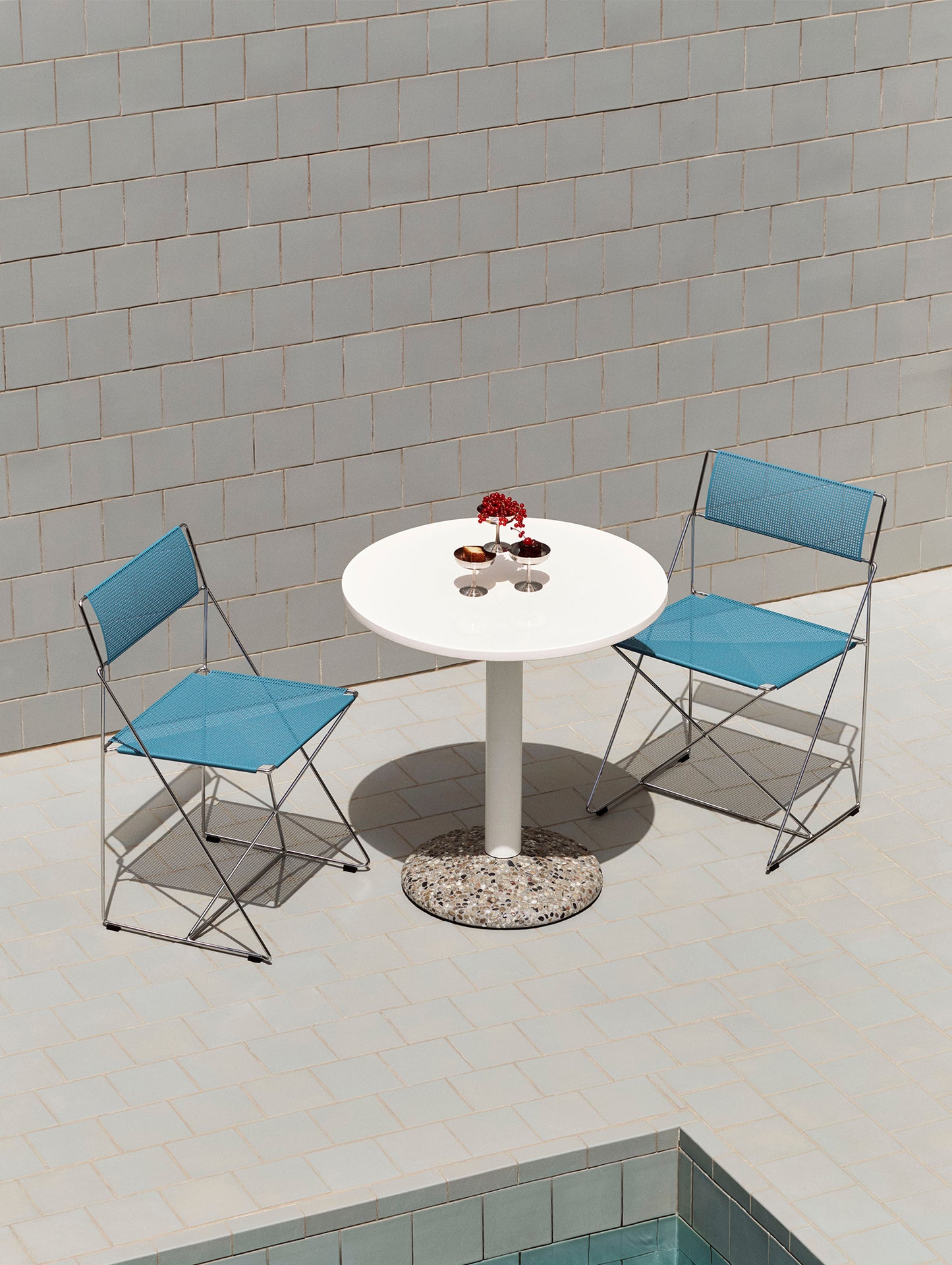 X-Line Chair Outdoor by HAY – Hot Galvanised Steel Frame / Powder Blue Seat and Back