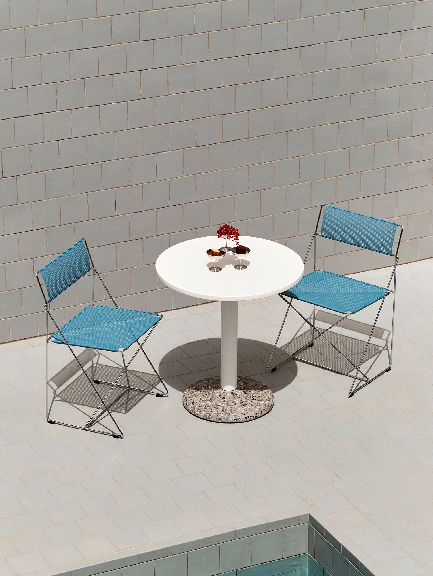 X-Line Chair Outdoor by HAY – Hot Galvanised Steel Frame / Powder Blue Seat and Back