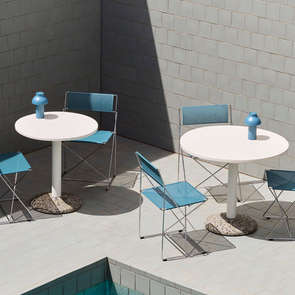 X-Line Chair Outdoor by HAY – Hot Galvanised Steel Frame / Powder Blue Seat and Back