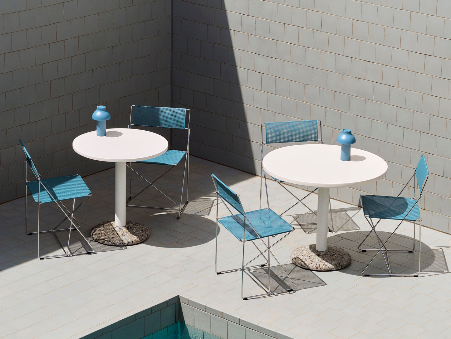 X-Line Chair Outdoor by HAY – Hot Galvanised Steel Frame / Powder Blue Seat and Back