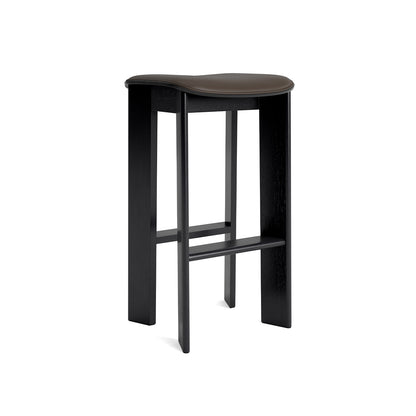 Chisel 30 Bar Stool Seat Upholstery by HAY - High / Black Lacquered Oak / Chocolate Grano Leather