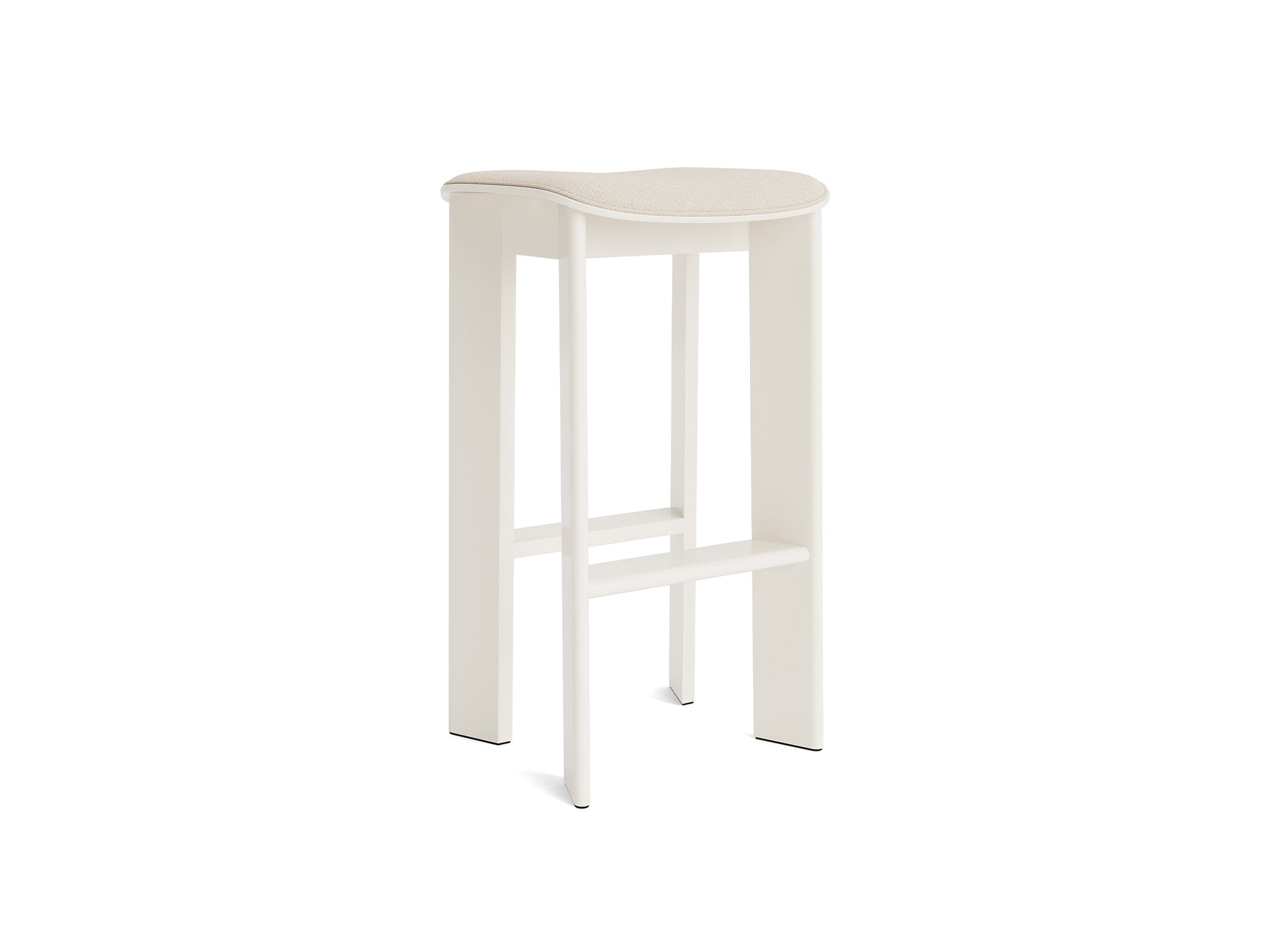 Chisel 30 Bar Stool Seat Upholstery by HAY - High / Cream White Lacquered Beech / Hallingdal 200