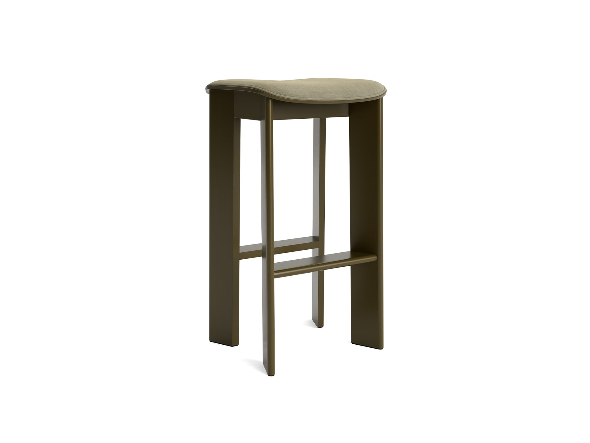 Chisel 30 Bar Stool Seat Upholstery by HAY - High / Green Umber Lacquered Beech / Linara 313